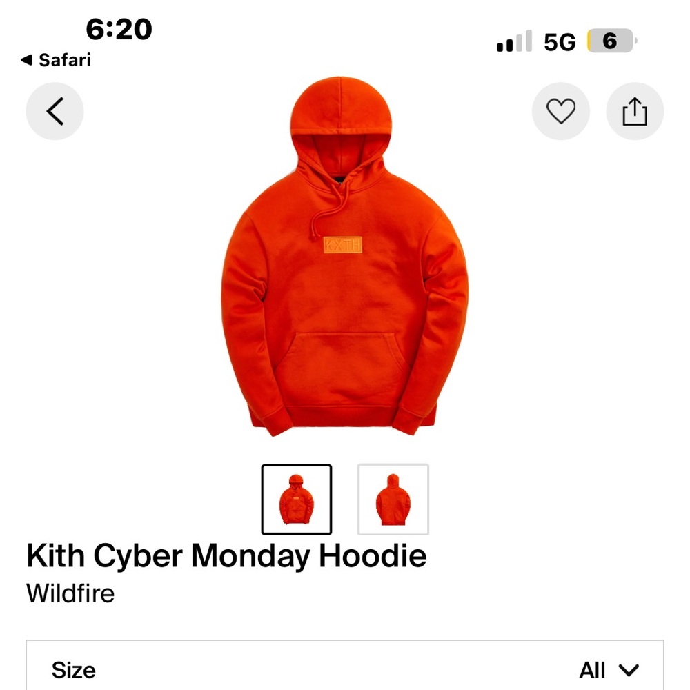 I’m selling a Kith Cyber Monday Wildfire hoodie size large